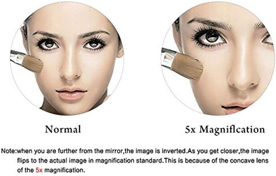 DEIHGE LED Wall Mount Makeup Mirror 5X Magnification Double Sided