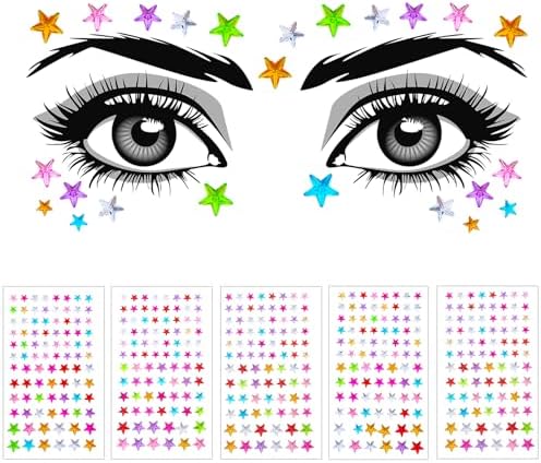 5PCS Colorful Star Face Gems Stickers DIY Set
