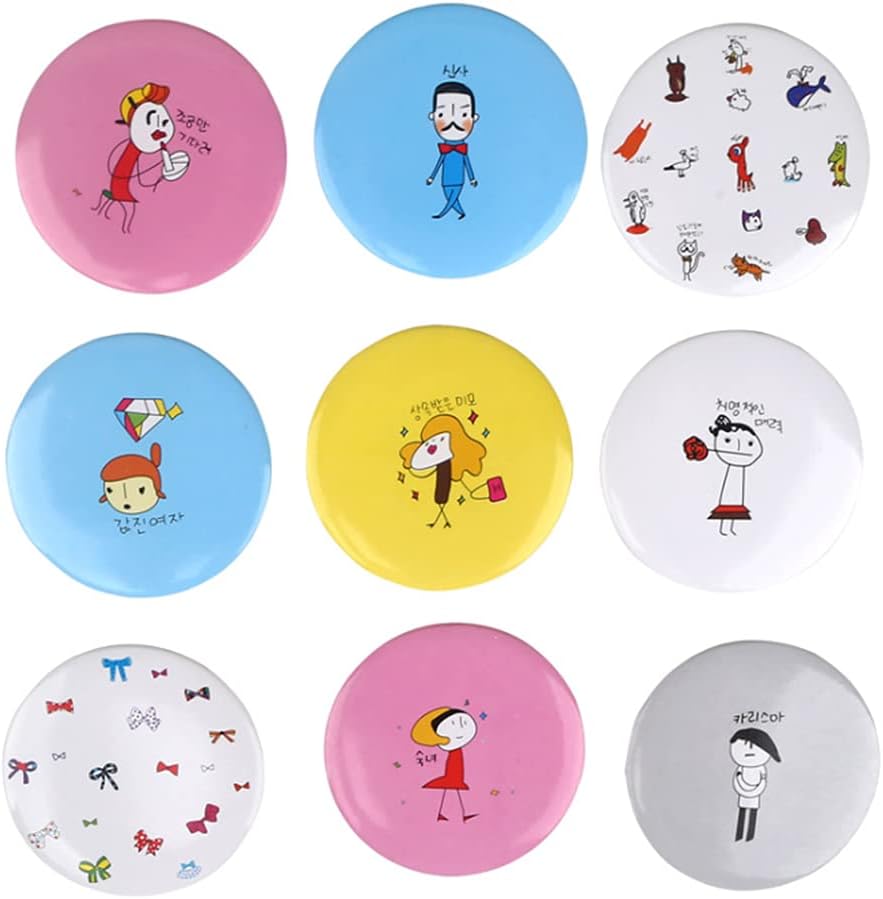 WOIWO 10PCS Cartoon Mini Portable Makeup Mirror Set