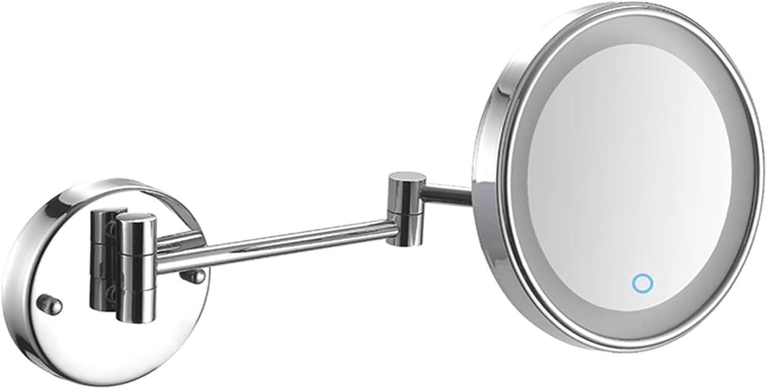 Chrome LED Vanity Mirror with Touch Sensor and Swivel Design