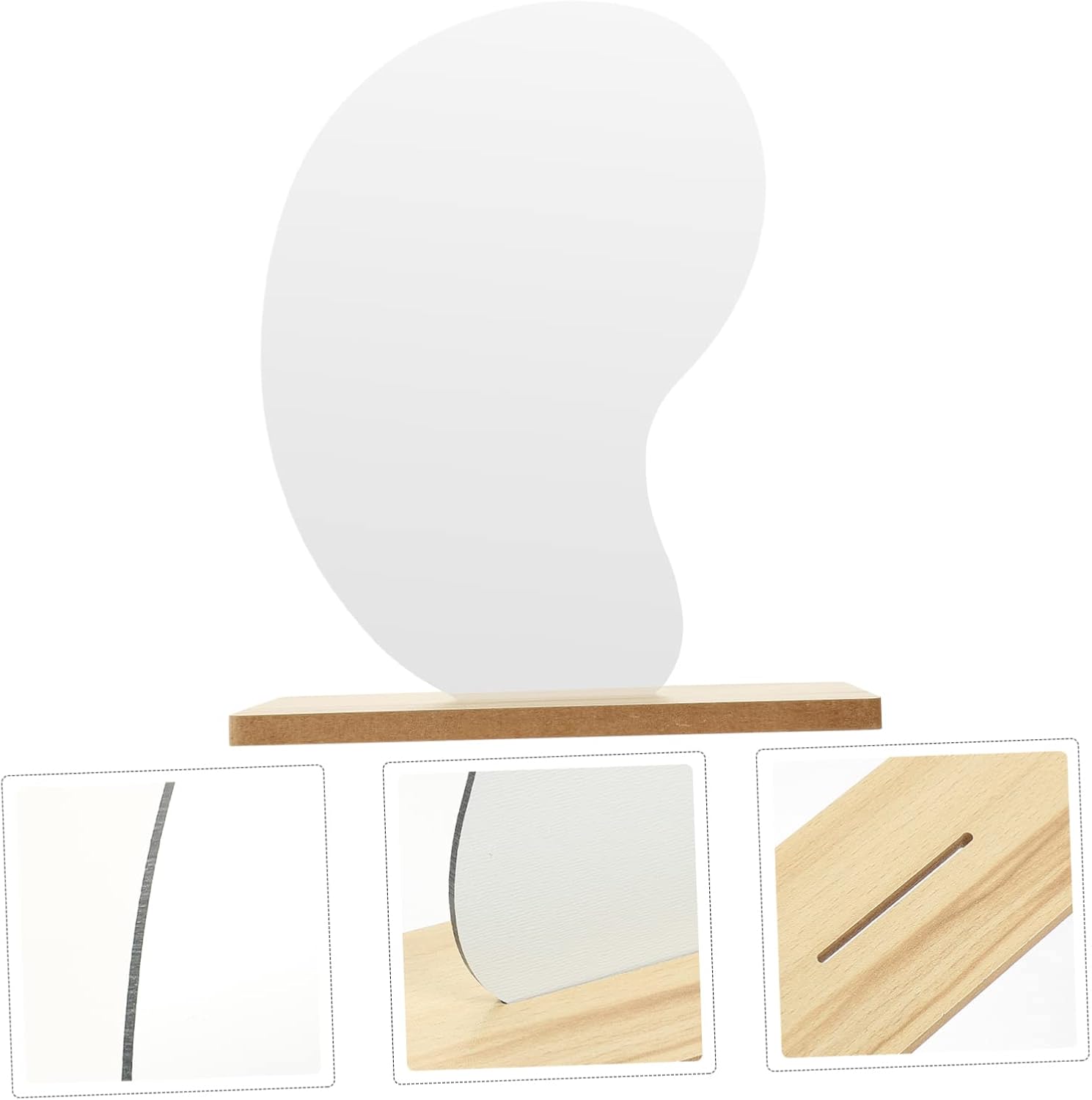 MAGICLULU Aesthetic Desktop Mirror with Wooden Stand 1