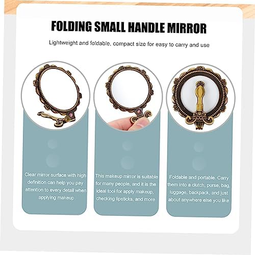 Angoily Foldable Retro Makeup Mirror with Handle