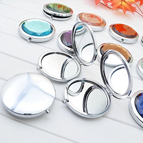 MELADY Mini Portable Makeup Crystal Metal Double Sides Mirrors