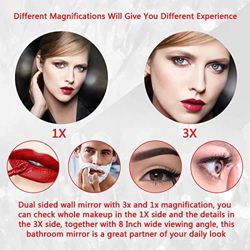 LED Wall Mounted Makeup Mirror with 360 Swivel and 3X Magnification 1