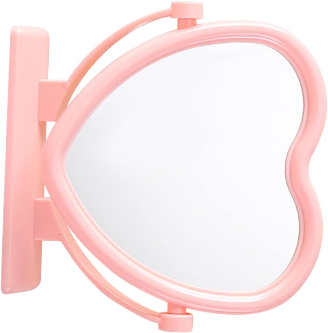 Heart Shaped Double Sided Makeup Mirror Compact Tabletop