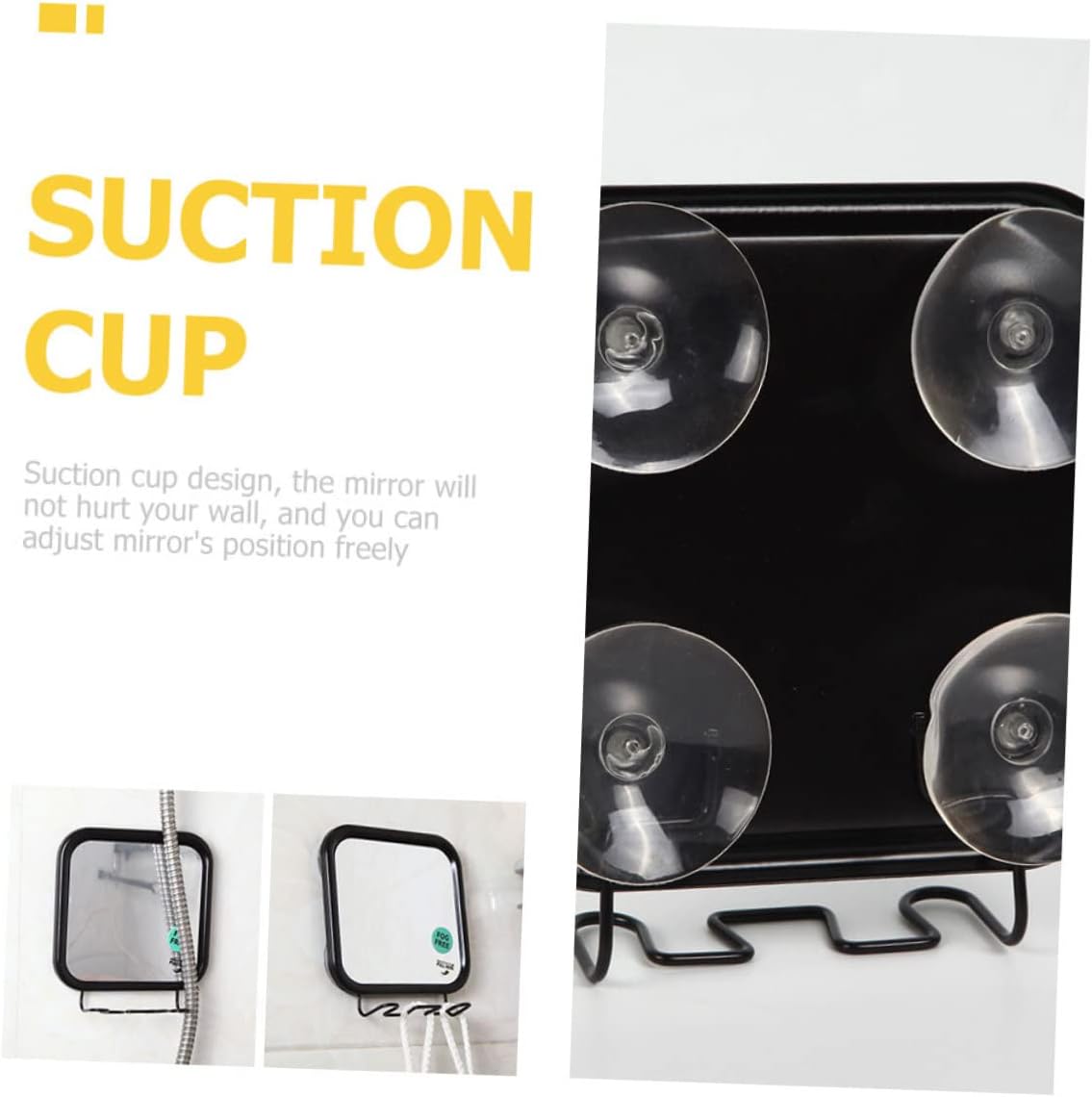 Wall Mounted Fogless Shower Mirror with Suction Cups