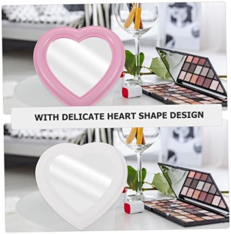 2pcs Heart-Shaped Makeup Mirror for Desktop Wall Mount Use