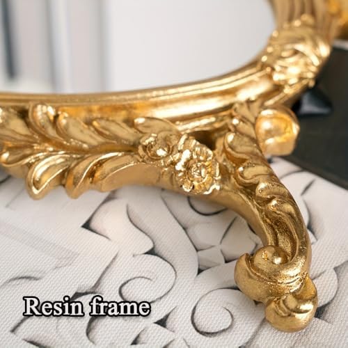 LTSRLL Antique Gold Resin Frame Makeup Mirror