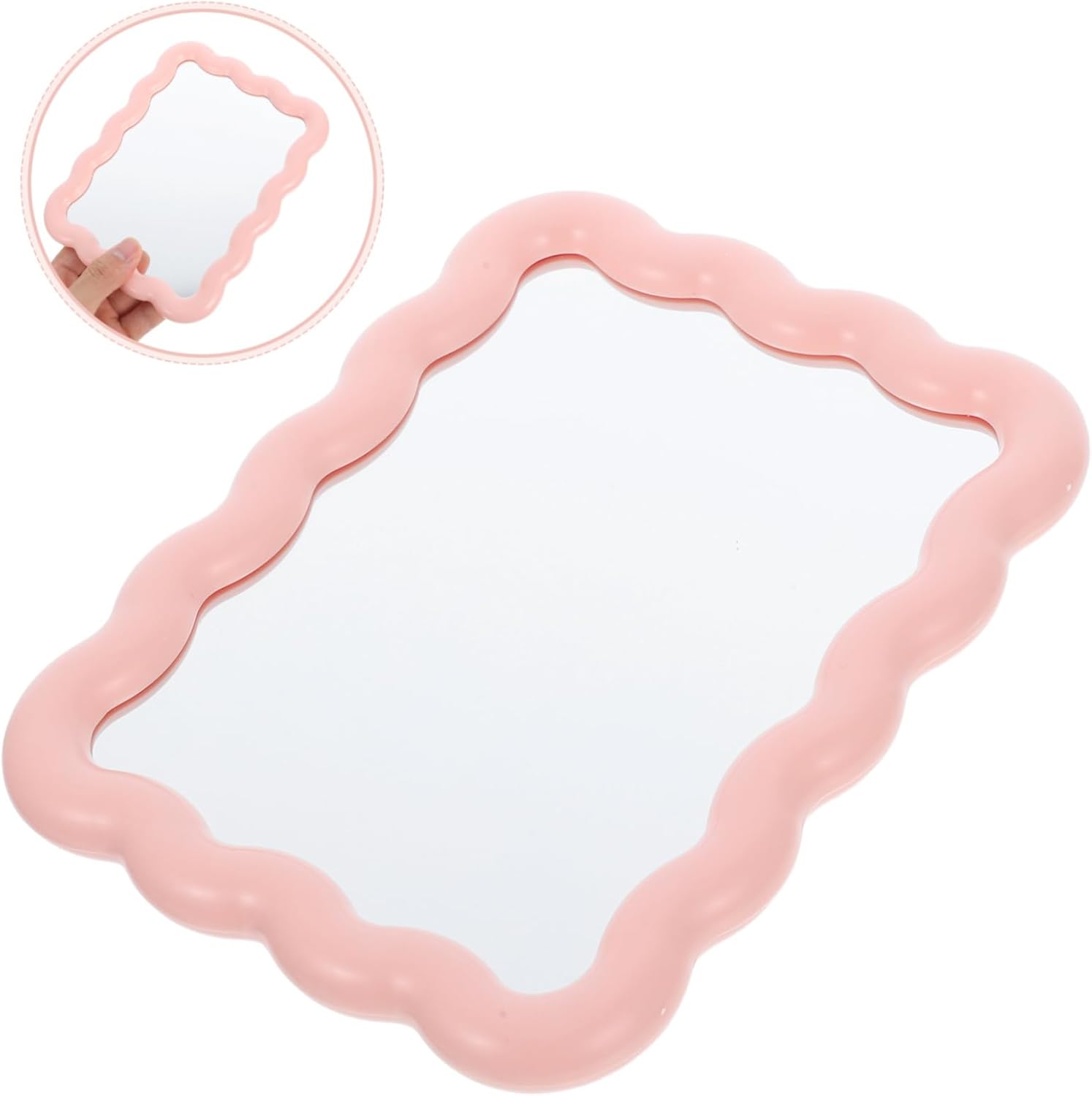 Wave Shaped Makeup Mirror with Stand for Travel and Home Use