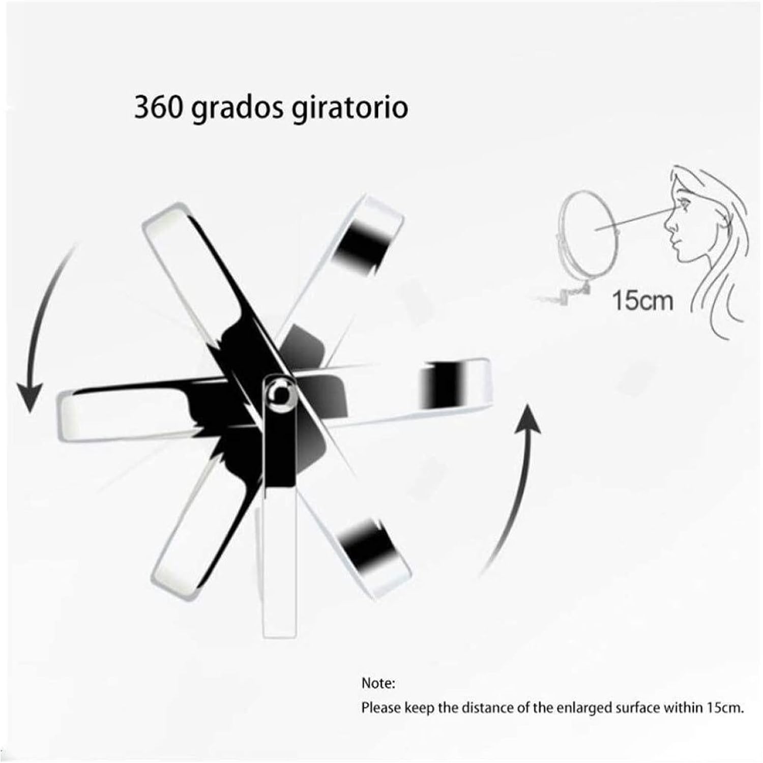 FUDGIO 8 Inch Adjustable Wall Mirror with 360 Rotation