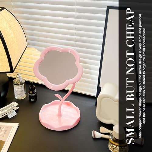 Elegant Pink Vanity Mirror with Flower Design
