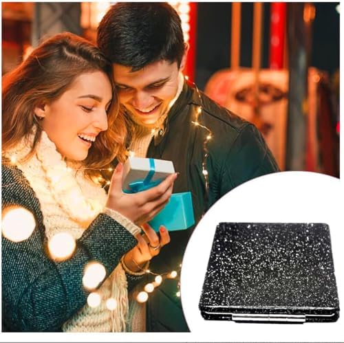 Black Compact Makeup Mirror with 1X2X Magnification