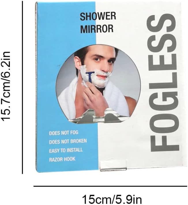Shatterproof Acrylic Anti-Fog Shower Mirror with Hook
