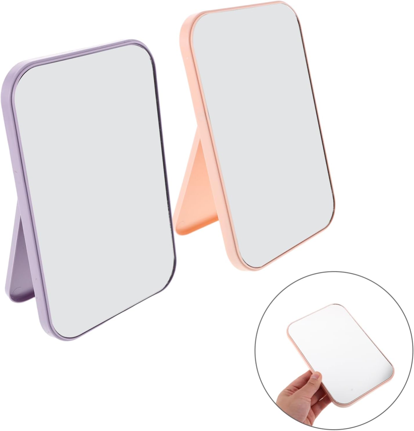 PartyKindom 2Pcs Portable Desktop Makeup Mirror with Stand 1