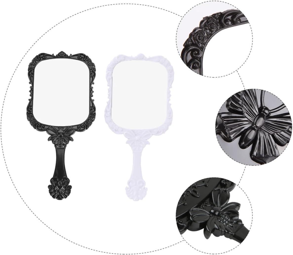 MERRYHAPY 2Pcs Handle Makeup Mirror for Travel and Home Use