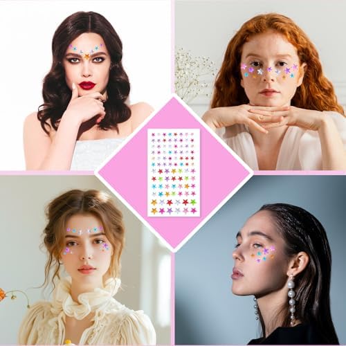 5PCS Colorful Star Face Gems Stickers DIY Set