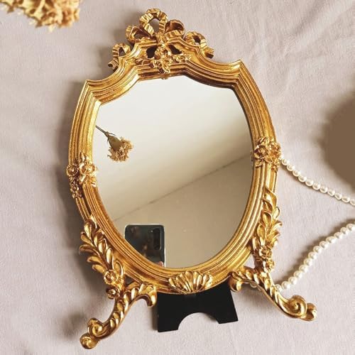 LTSRLL Antique Gold Resin Frame Makeup Mirror