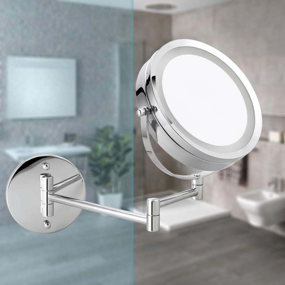MMtong LED Double-Sided Magnifying Mirror 67 Inch Adjustable