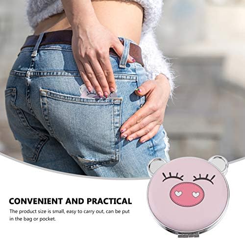 LIFKOME Foldable Double Sided Makeup Mirror with Cute Pig Design