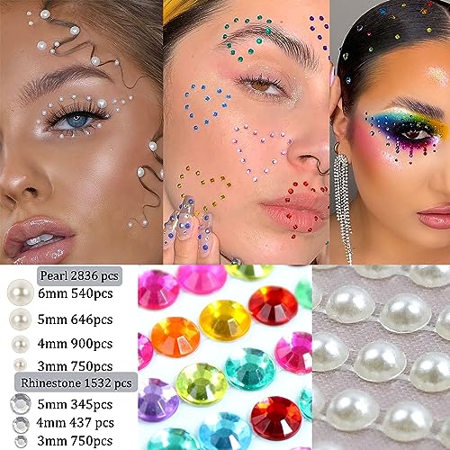 LAPOHI 4368 Pcs Rainbow Rhinestones Face Gems for Makeup Eyes