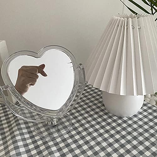 1Pc Acrylic Double-Sided Heart Shaped Makeup Mirror Pink