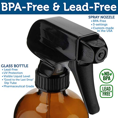Sallys Organics Amber Glass Spray Bottles 2 Pack 16oz Refillable