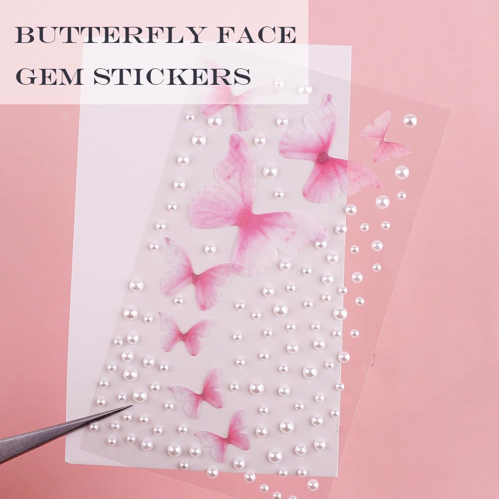 GELXGRIT Butterfly Gem Stickers 4 Sheets