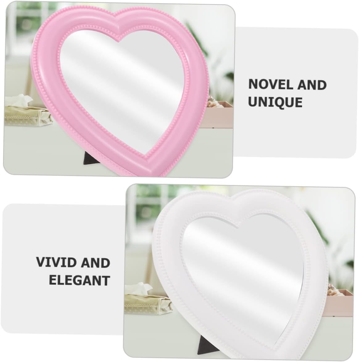 Heart-Shaped Folding Makeup Mirror Set for Bedroom and Living Room