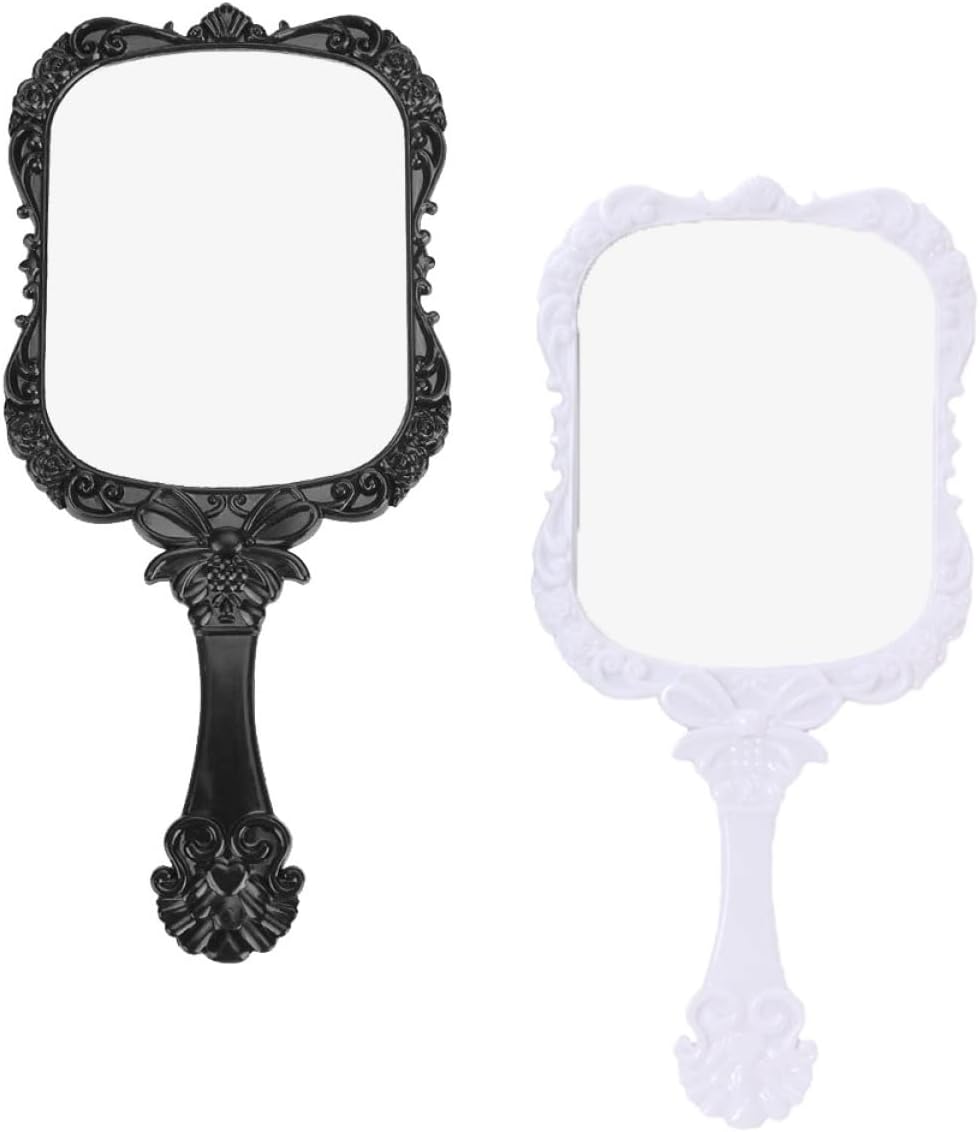VINTORKY 2Pcs Handle Beauty Mirror Portable Travel