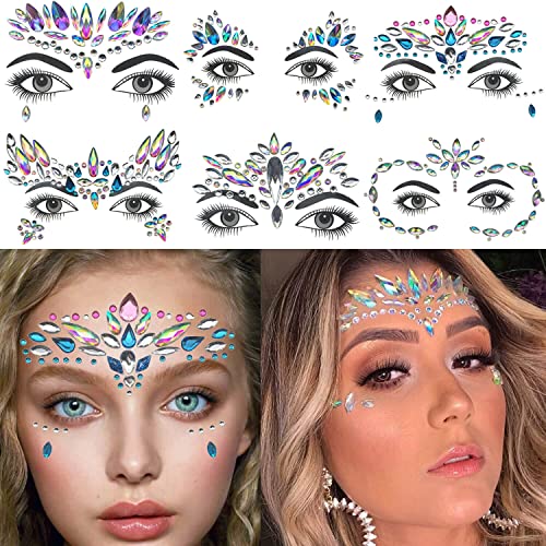 GLARYYEARS 10 Pack Face Gems Temporary Tattoos