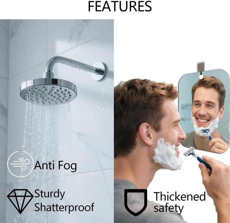 MEIGEA Fogless Shower Mirror 9x7 Inch Shatterproof 1