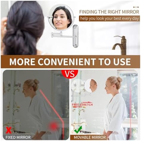 Touch Sensor Wall Mounted Lighted Makeup Mirror with 5X Magnification