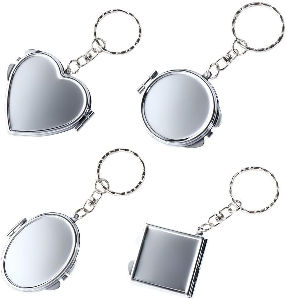 Compact Folding Mirror Key Chain for Travel