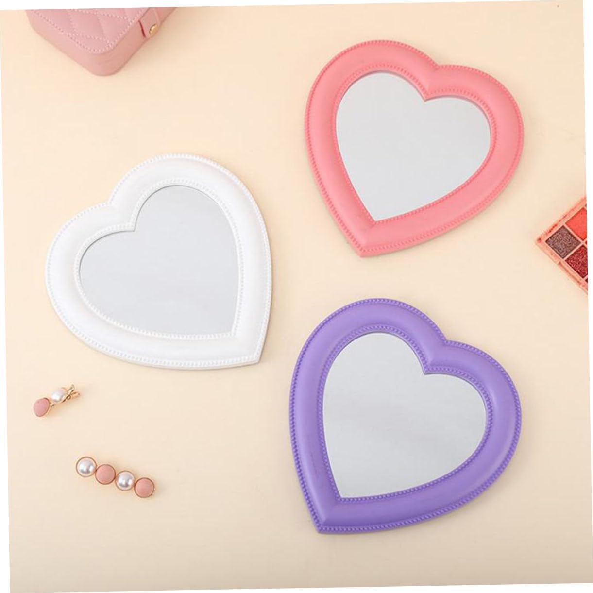 VANZACK Heart-Shaped Vanity Mirror Set for Desk and Wall 1