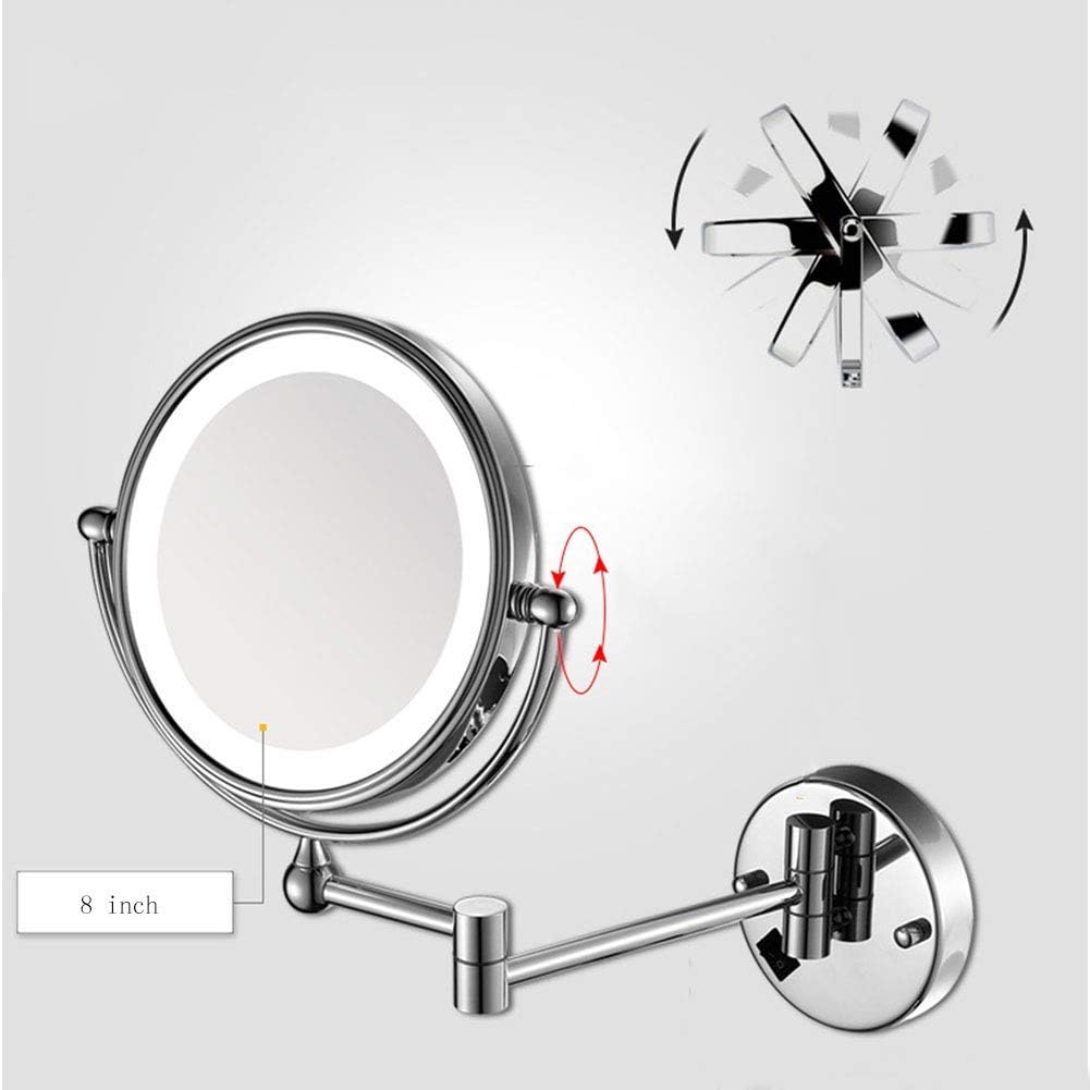 DEIHGE Wall Mounted Makeup Mirror with LED Light and Magnification