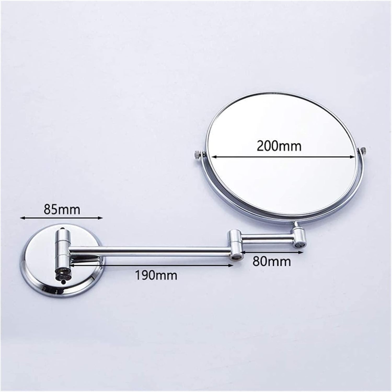 Wall-Mounted Double-Sided Chrome Mirror with Magnification