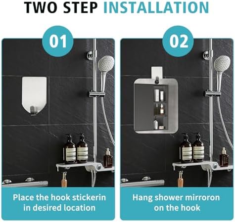 Fog-Free Shower Mirror with Shatterproof Acrylic and Hook