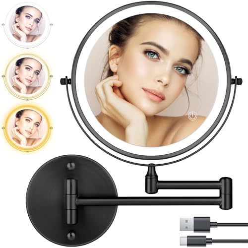 ZLOKLA 8 Inch Rechargeable Makeup Mirror with 1X10X Magnification