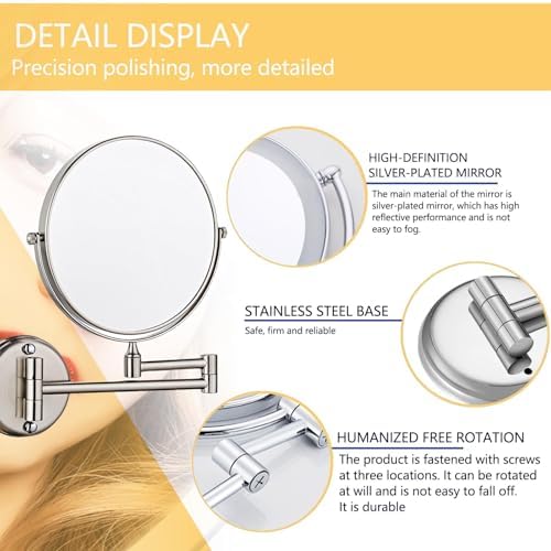 8 Wall Mounted Makeup Mirror with 3X5X10X Magnification 1