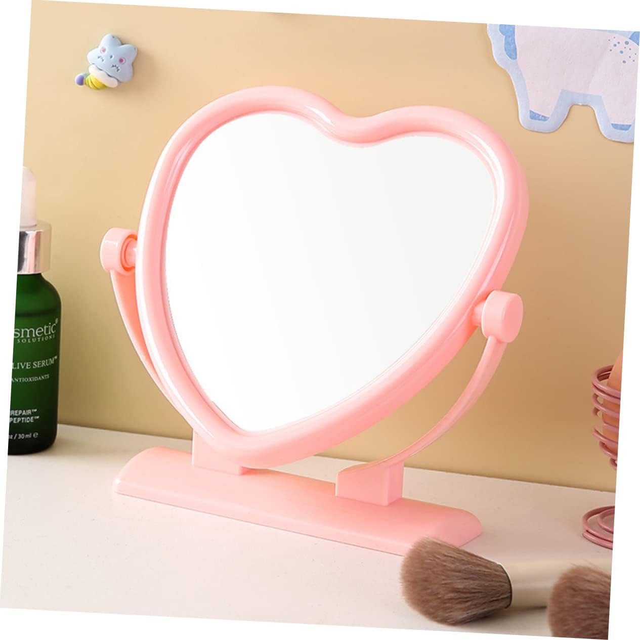 Heart Shaped Double Sided Rotatable Vanity Mirror