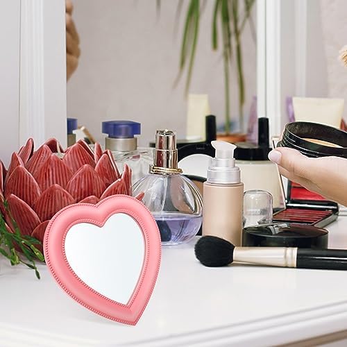 Wall-Mounted LED Pink Mirror Desktop Makeup Vanity