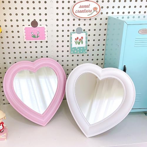 Heart Shaped Makeup Mirror Wall and Table Top Mount