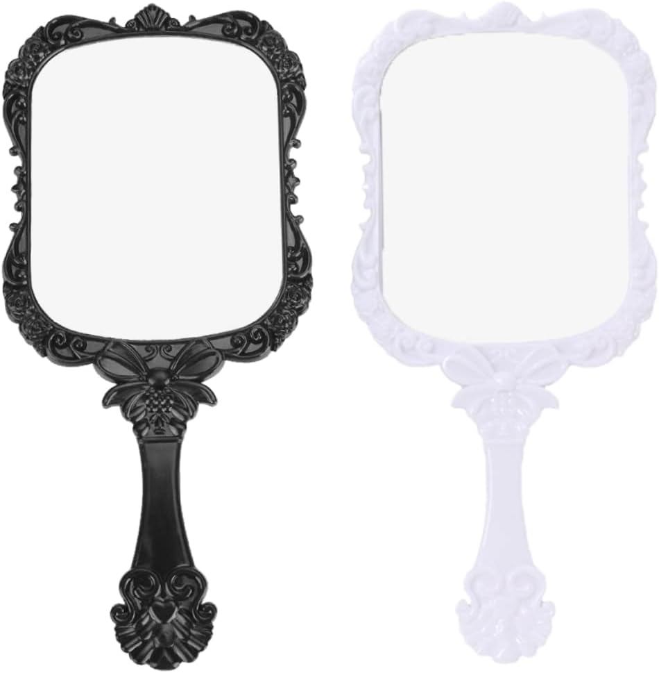 Gogogmee 2Pcs Lightweight Travel Makeup Mirror with Long Handle