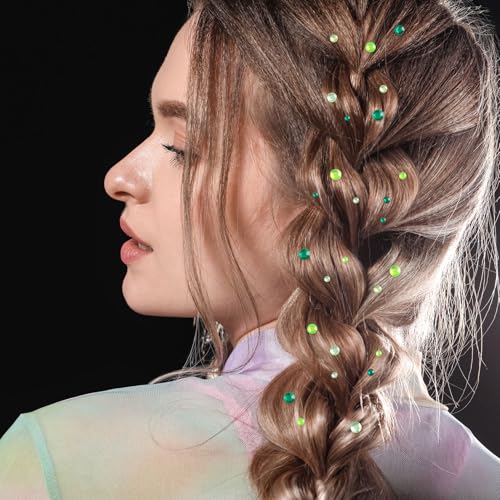 Alpinleux 5 Sheets Green Rhinestone Stickers for Face