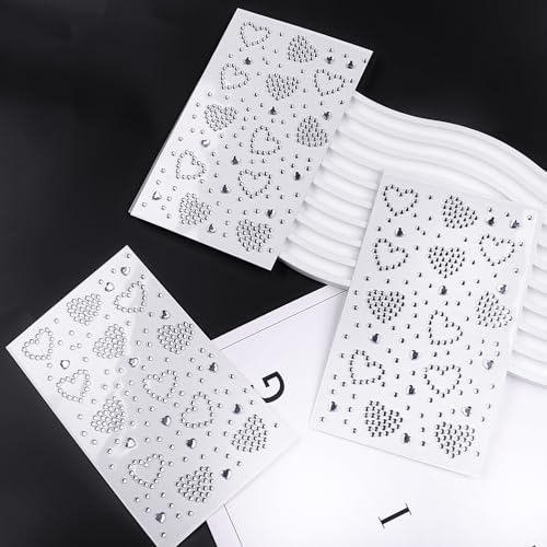 Gaduupa 3 Sheets Face Rhinestone Stickers White