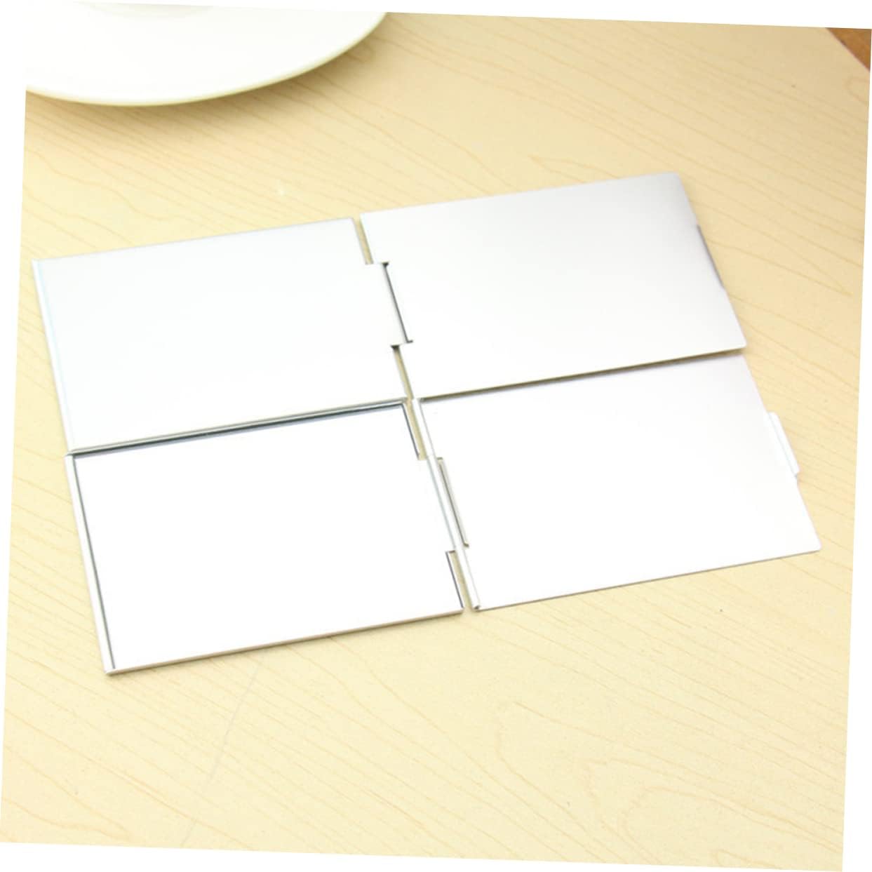 BESTYASH 2pcs Ultra Thin Aluminum Makeup Mirrors