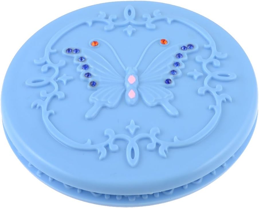 Qtqgoitem Double-Sided Baby Blue Makeup Mirror 1