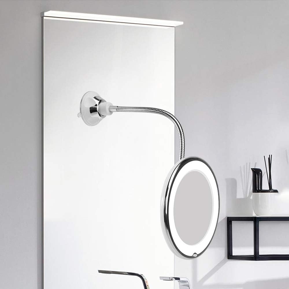 AMHIL 10X Magnifying LED Makeup Mirror with Suction