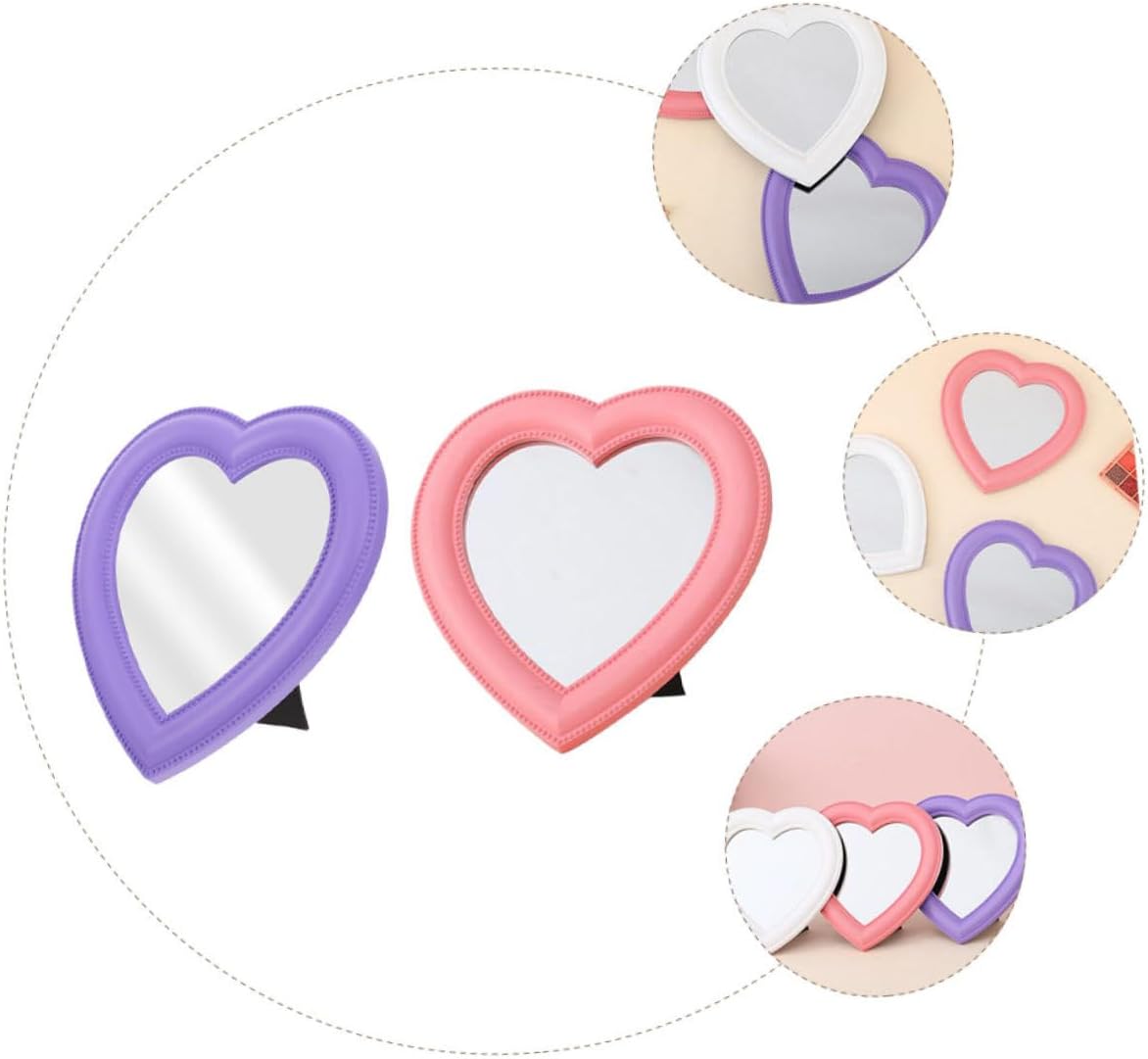 VANZACK Heart-Shaped Vanity Mirror Set for Desk and Wall 1