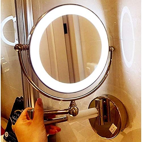 DEIHGE Wall-Mounted Makeup Mirror with LED Light and 360 Swivel